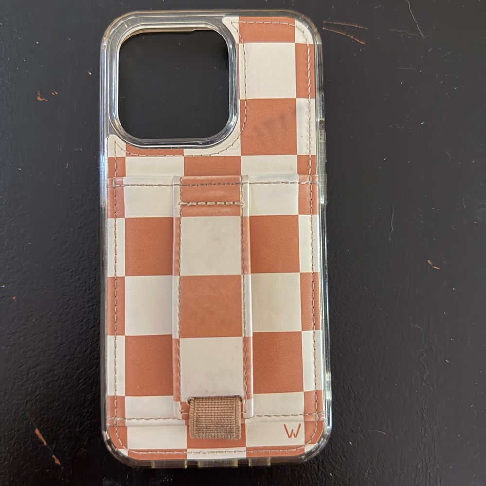 Checkered Brown and hite Phone Case with Stand